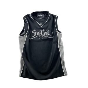 So*Cal Streetwear Sleeveless Jersey Tank Top Men’s Large Black Gray Embroidered